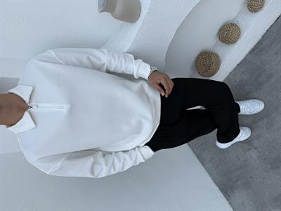 Çelik Örme Pike Sweatshirt Beyaz