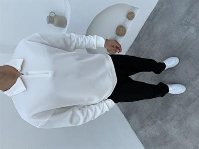 Çelik Örme Pike Sweatshirt Beyaz
