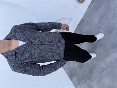 Crop Düğmeli Kaşe Ceket Siyah