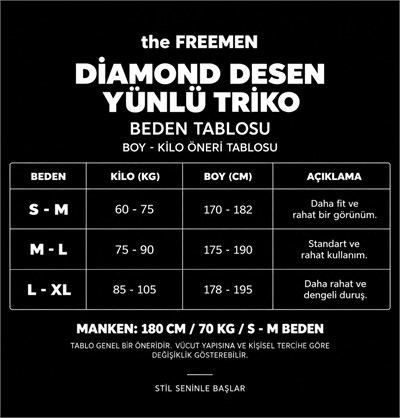 Diamond Desen Yünlü Triko Kazak Lacivert