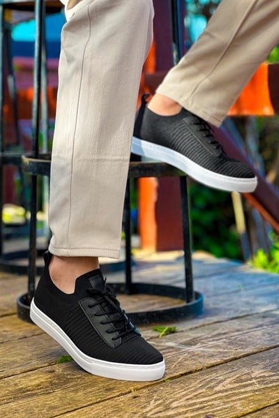 Esnek Triko Ayakkabı Siyah-Beyaz