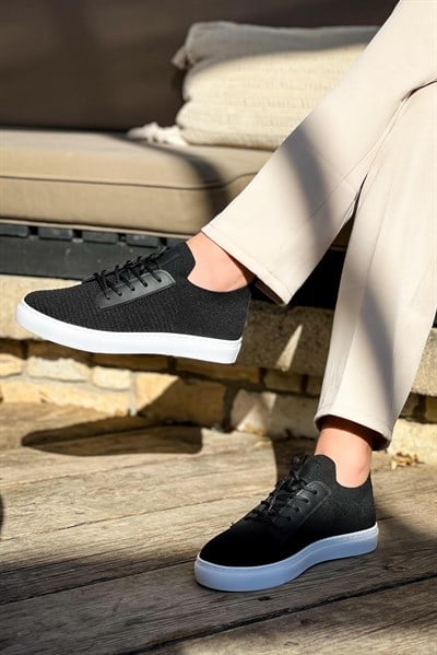 Esnek Triko Ayakkabı Siyah-Beyaz