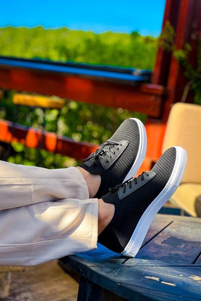 Esnek Triko Ayakkabı Siyah-Beyaz