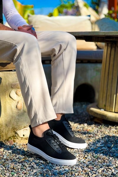 Esnek Triko Ayakkabı Siyah-Beyaz