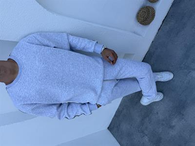 Etnik Desen Şeritli Takım Gri