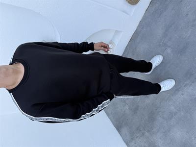 Etnik Desen Şeritli Takım Siyah