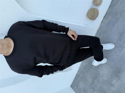 Etnik Desen Şeritli Takım Siyah