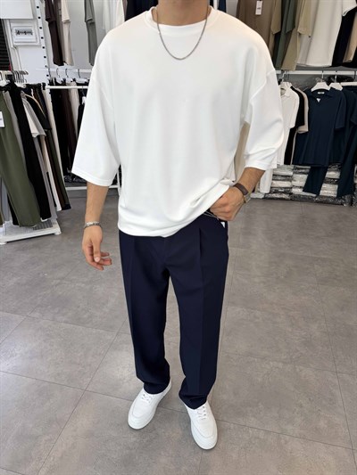 Fakir Kol Oversize Oysh Tişört Beyaz
