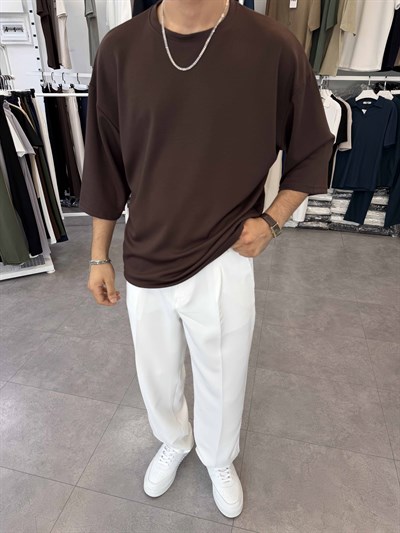 Fakir Kol Oversize Oysh Tişört Kahve