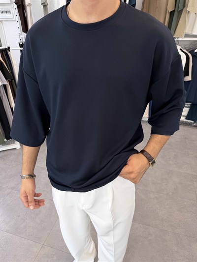 Fakir Kol Oversize Oysh Tişört Lacivert
