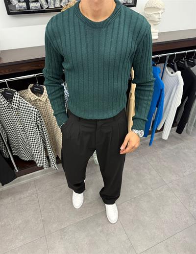 Fitilli Triko Kazak Yeşil