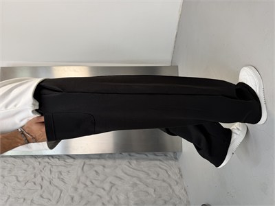 Fularlı Çima Detaylı İnterlok Siyah Pantolon