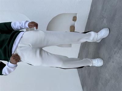 Garnili 3 İplik Şardonlu Baggy Eşofman Beyaz