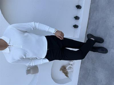 Geniş Fitilli Premium Triko Beyaz