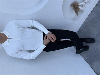 Geniş Fitilli Premium Triko Beyaz