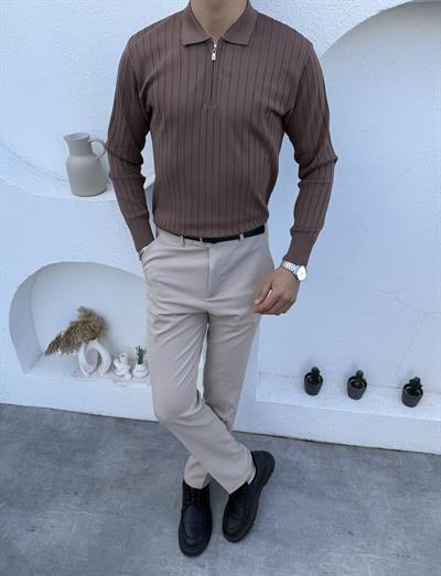 Geniş Fitilli Premium Triko Kahve