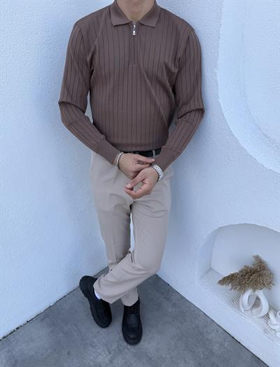 Geniş Fitilli Premium Triko Kahve