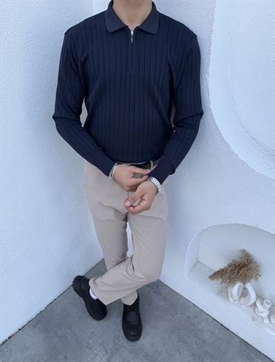 Geniş Fitilli Premium Triko Lacivert