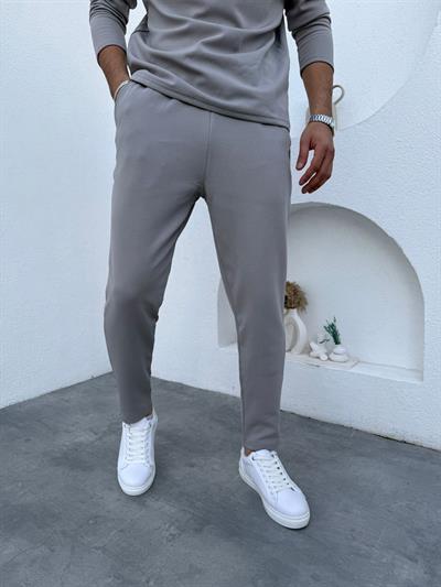 İnce Fitilli Şardonlu Ottoman Takım Gri