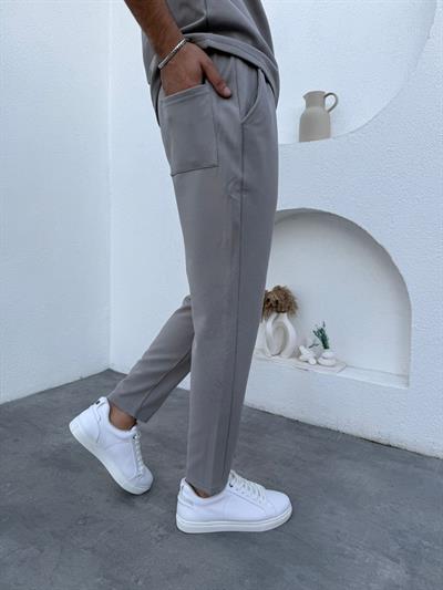 İnce Fitilli Şardonlu Ottoman Takım Gri