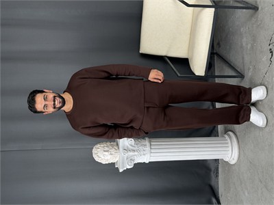 3 İplik Basic Oversize Takım Kahve
