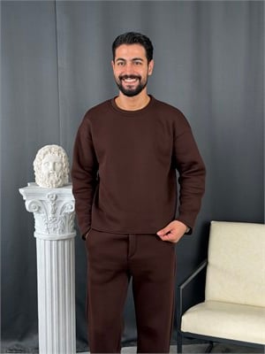 3 İplik Basic Oversize Takım Kahve