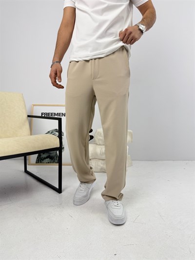 İthal Krep Baggy Jogger Bej