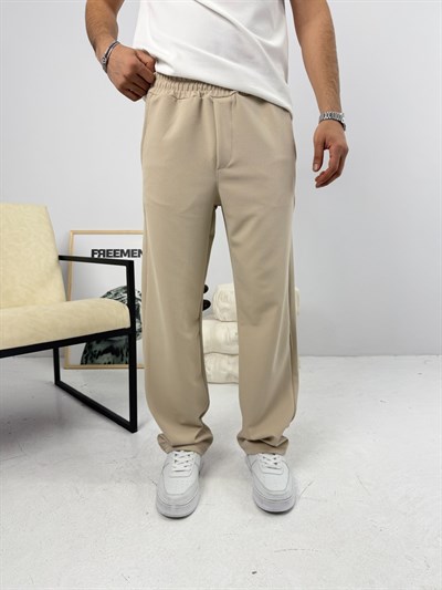 İthal Krep Baggy Jogger Bej
