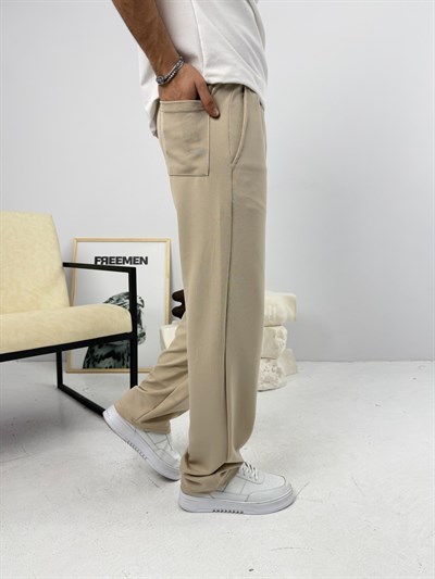İthal Krep Baggy Jogger Bej
