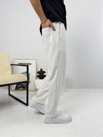 İthal Krep Baggy Jogger Beyaz