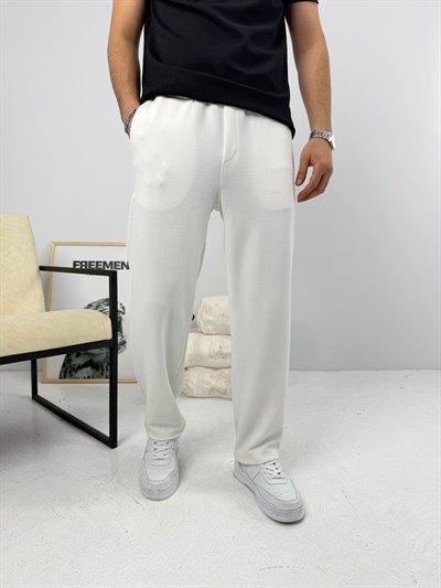 İthal Krep Baggy Jogger Beyaz