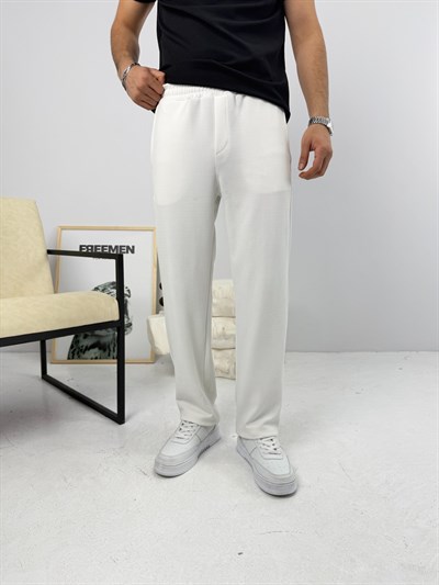 İthal Krep Baggy Jogger Beyaz