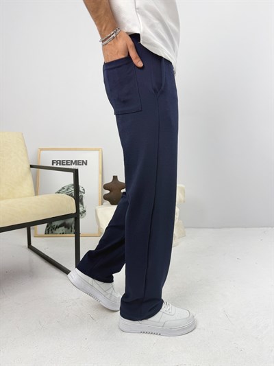 İthal Krep Baggy Jogger Lacivert