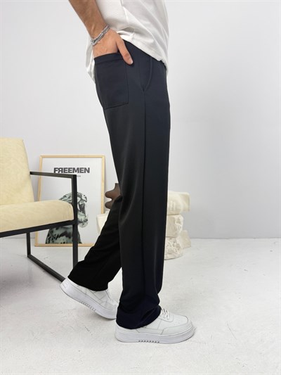 İthal Krep Baggy Jogger Siyah