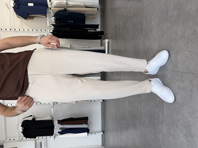 İthal Krep Boyfriend Pantolon Bej