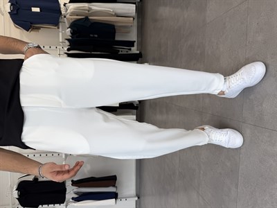 İthal Krep Boyfriend Pantolon Beyaz