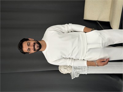 İthal Krep Reglan Kol Takım Beyaz