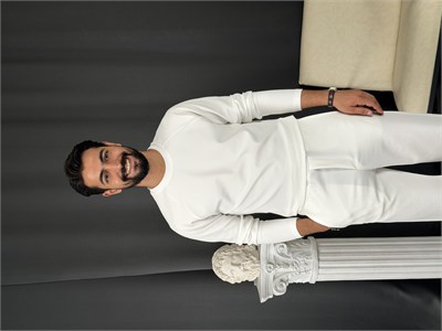 İthal Krep Reglan Kol Takım Beyaz