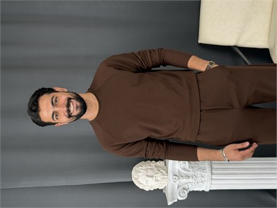 İthal Krep Reglan Kol Takım Kahve