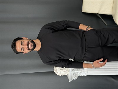 İthal Krep Reglan Kol Takım Siyah