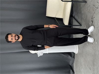 İthal Krep Reglan Kol Takım Siyah