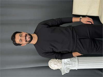 İthal Krep Reglan Kol Takım Siyah
