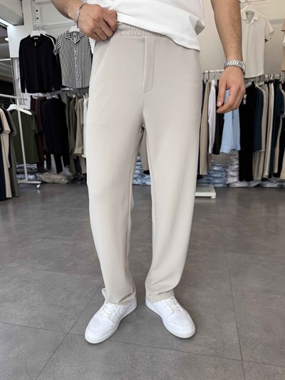 İthal Örme Likralı Baggy Pantolon Gri