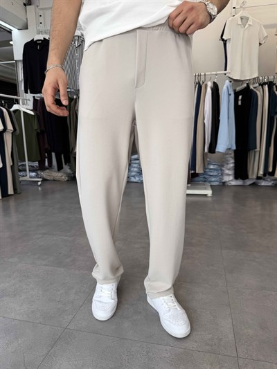 İthal Örme Likralı Baggy Pantolon Gri