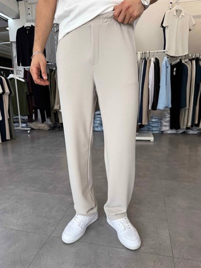İthal Örme Likralı Baggy Pantolon Gri