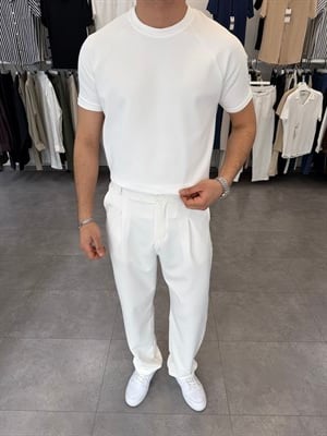 İthal Örme Reglan Kol Tişört Beyaz