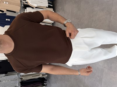 İthal Örme Reglan Kol Tişört Kahve