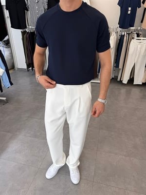 İthal Örme Reglan Kol Tişört Lacivert