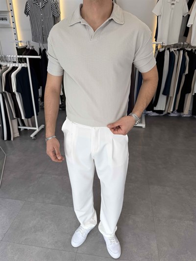 İthal Ottoman Apaç Yaka Tişört Gri