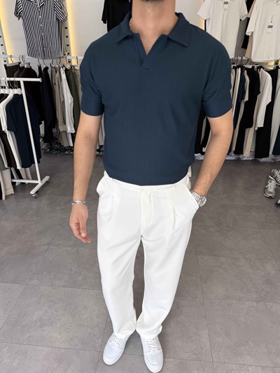 İthal Ottoman Apaç Yaka Tişört Petrol Yeşili